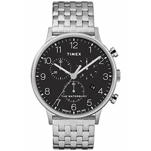 Timex Waterbury Classic Chrono Acier Inoxydable Argent/Noir Timex Waterbury Classic Chrono Acier Inoxydable Argent/Noir