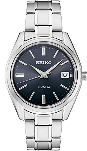 SEIKO Mens Essential TI DRK Bleu Dia SEIKO Mens Essential TI DRK Bleu Dia
