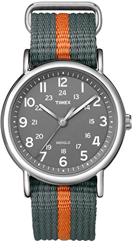 Timex Weekender Slip-Thru Watch - Rayure grise/orange Timex Weekender Slip-Thru Watch - Rayure grise/orange