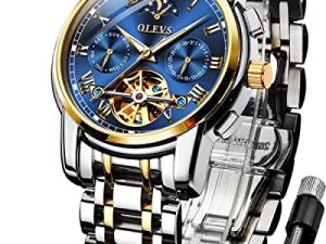 OLEVS Hommes Montres Automatiques Squelette Tourbillon Mécanique