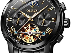 OLEVS Hommes Montres Automatiques Squelette Tourbillon Mécanique